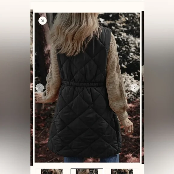 Long Black Puffer Vest - Picture 3 of 3